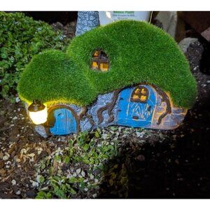 Garden Statues Outdoor Decor - Fairy House with Waterproof Solar Lights